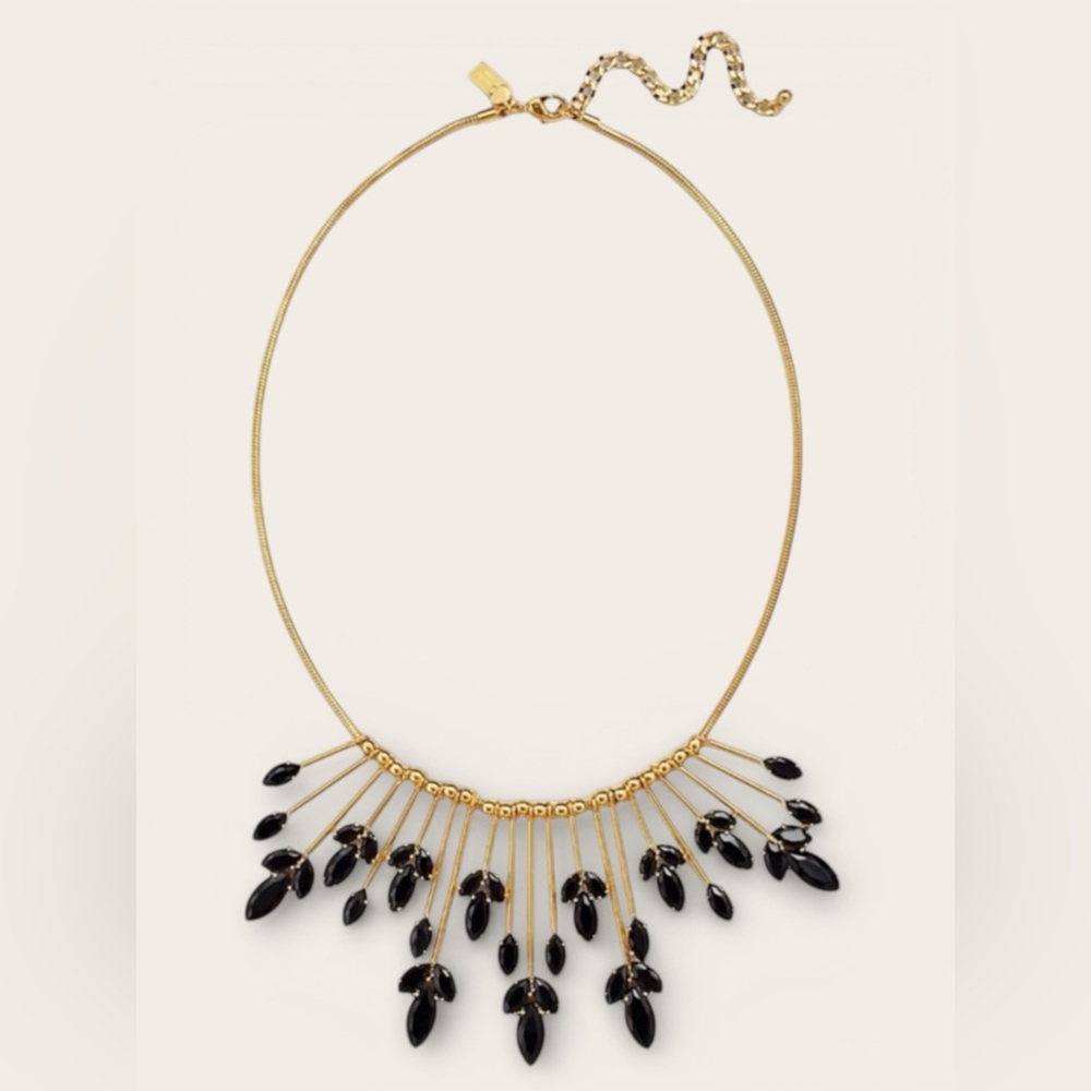 Kate Spade "Care to Dance" Gold & Black Statement Necklace EUC